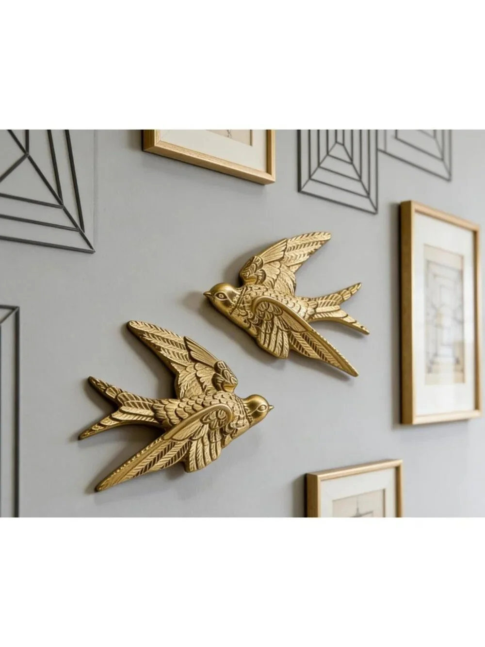 Elegant Gold Swallow Bird Wall Sculptures Set of 2 | Perfect for Home Decor